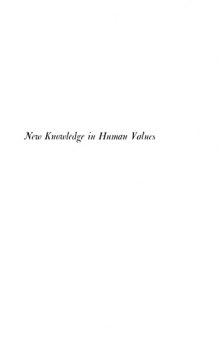 New Knowledge In Human Values