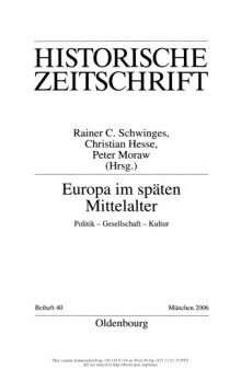 Europa im späten Mittelalter. Politik - Gesellschaft - Kultur