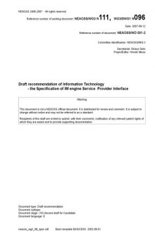 Draft recommendation of Information Technology - the Specification of IM engine Service Provider Interface