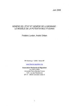 Genèse de l’état et genèse de la monnaie : le modèle de la potentia multitudinis