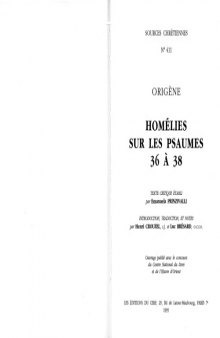 Origene: Homélies sur les Psaumes 36 à 38