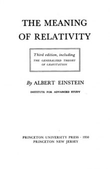 The Meaning Of Relativity