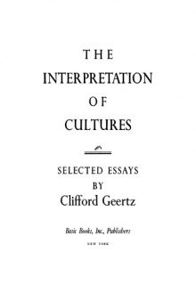 Interpretation of Cultures: Selected Essays