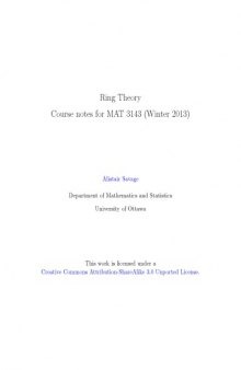 Ring Theory Course notes for MAT 3143 (Winter 2013)
