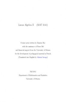 Linear Algebra II (MAT 3141)