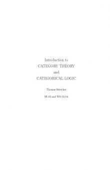 Introduction to Category Theory and Categorical Logic [Lecture notes]