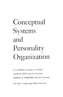 Conceptual systems and personality organization