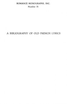A bibliography of Old French lyrics