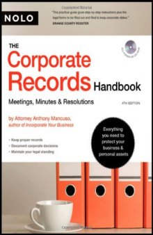 Corporate Records Handbook, The: Meetings, Minutes & Resolutions, 4th Edition