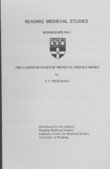 The calendar pages of medieval service books : an introductory note for art historians