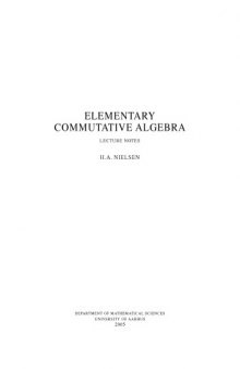 Elementary commutative algebra [Lecture notes]