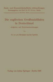 Die englischen Großbankfilialen in Deutschland: Aufgaben und Betriebseinrichtungen