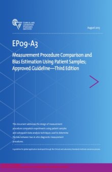 EP09A3-Measurement Procedure Comparison and Bias Estimation Using Patient Samples; Approved Guideline-Third Edition