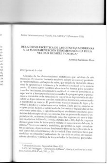 De la crisis escéptica de las ciencias a la fundamentación fenomenológica de la verdad. Husserl y Ortega