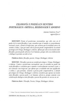 Filosofía y poesía en sentido postrágico: Ortega, Heidegger y Adorno