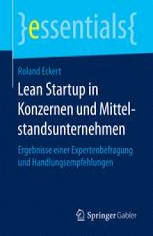 Lean Startup in Konzernen und Mittelstandsunternehmen : Ergebnisse einer Expertenbefragung und Handlungsempfehlungen