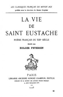 La vie de saint Eustache, poème français du XIIIe siècle