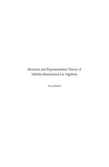 Structure and Representation Theory of Infinite-dimensional Lie Algebras