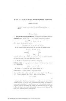Math 122 (Algebra 1): lecture notes and homework problems