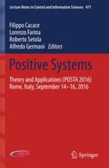 Positive Systems : Theory and Applications (POSTA 2016) Rome, Italy, September 14-16, 2016