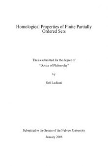 Homological Properties of Finite Partially Ordered Sets [PhD thesis]
