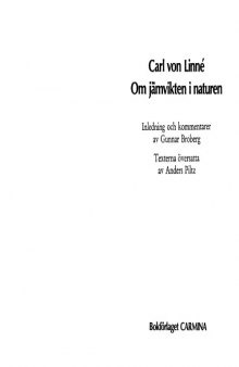 Om jamvikten i naturen (Swedish Edition)