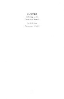 Algebra: Vorlesung an der Universität Rostock