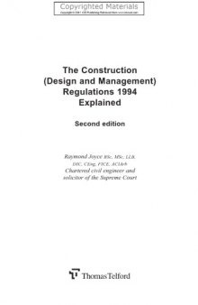 The construction (design and management) regulations, 1994 : explained