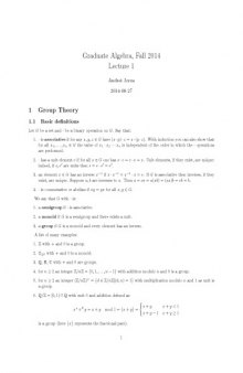 Basic Algebra 1: Graduate Algebra [Lecture notes]