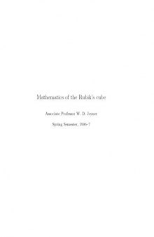 Mathematics of the Rubik’s cube [Lecture notes]