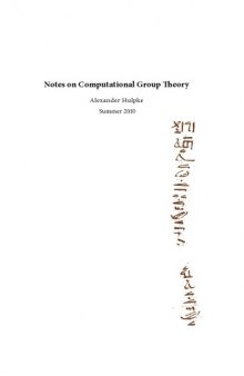Notes on Computational Group Theory [Lecture notes]