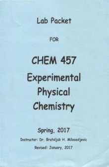 Lab Packet for Chem 457 Experimental Physical Chemistry
