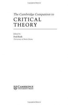 The Cambridge companion to critical theory