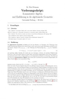 Kommutative Algebra und Einführung in die algebraische Geometrie [Lecture notes]