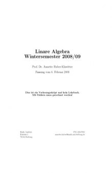 Linare Algebra Wintersemester 2008/09