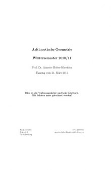 Arithmetische Geometrie Wintersemester 2010/11