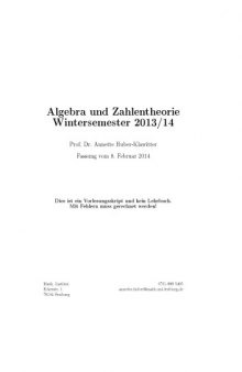 Algebra und Zahlentheorie Wintersemester 2013/14