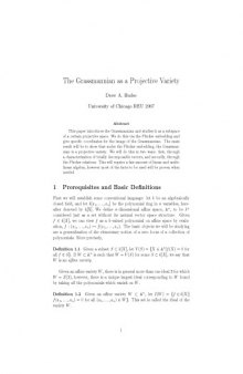 The Grassmannian as a Projective Variety