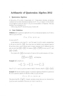 Arithmetic of Quaternion Algebra 2012