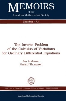 The Inverse Problem of the Calculus of Variations for Ordinary Differential Equations