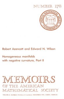 Homogeneous Manifolds With Negative Curvature (Memoirs of the American Mathematical Society)