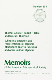 Subnormal Operators and Representations of Algebras of Bounded Analytic Functions and Other Uniform Algebras