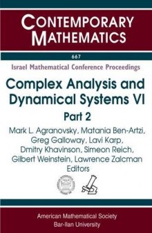 Complex Analysis and Dynamical Systems VI: Complex Analysis, Quasiconformal Mappings, Complex Dynamics: Sixth International Conference on Complex ... in Honor of Davi