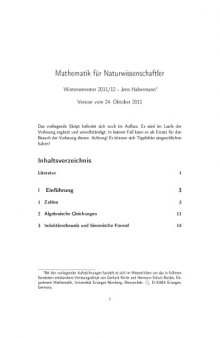 Mathematik für Naturwissenschaftler, Einführung [Lecture notes]