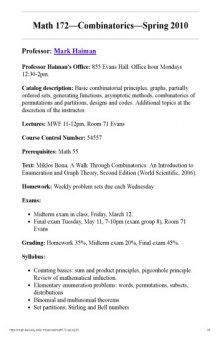 Math 172: Combinatorics [Lecture notes]