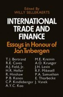 International Trade and Finance: Essays in Honour of Jan Tinbergen