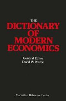 The Macmillan Dictionary of Modern Economics