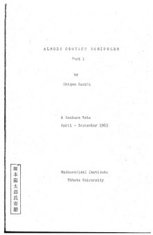 Almost Contact Manifolds Part.1 - A Lecture Note, April - September 1965