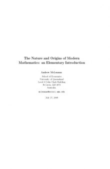 The nature and origins of modern mathematics: an elementary introduction