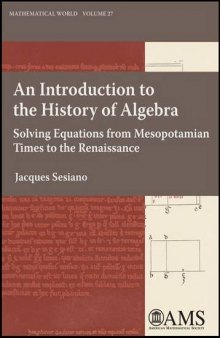 An Introduction to the History of Algebra: Solving Equations from Mesopotamian Times to the Renaissance